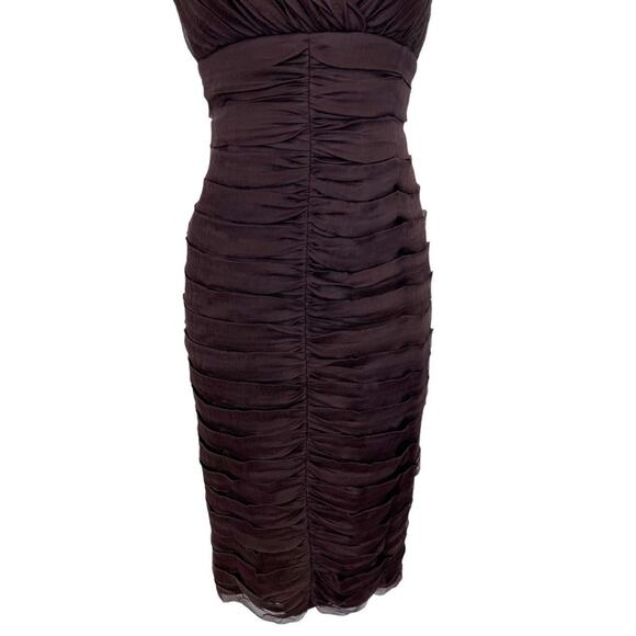 TADASHI COLLECTION Chiffon Silk Ruched Sheath Ruffle Dress - Picture 11 of 15